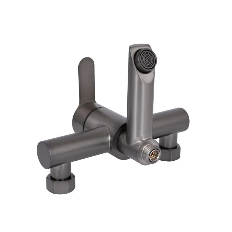 Змішувач для ванни Brinex Pure 006 з поворотним виливом (з душовим гарнітуром) Gunmetal Black BRIPUR006GRP — фото 5