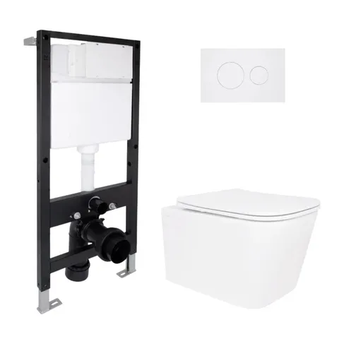 Готове рішення Qtap для ванної кімнати: підвісний унітаз Crow Rimless 485x340x330 + комплект інсталяції Standard (кругла клавіша White)