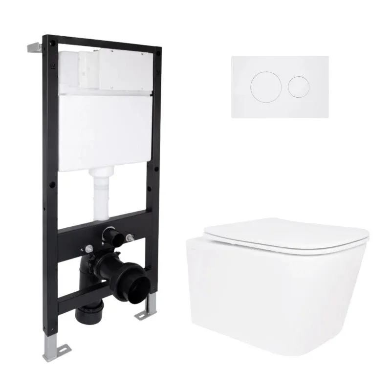Готове рішення Qtap для ванної кімнати: підвісний унітаз Crow Rimless 485x340x330 + комплект інсталяції Standard (кругла клавіша White)