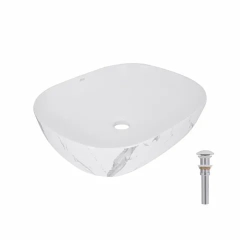 Раковина накладна Qtap Aquarius 470x380x120 мм, Marble, прямокутна, з донним клапаном QTAQA188MR49782
