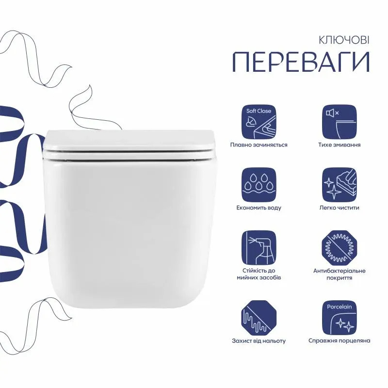 Унітаз підвісний Qtap Gemini безободковий з сидінням Soft-close QTGEM26W45430 — фото 3