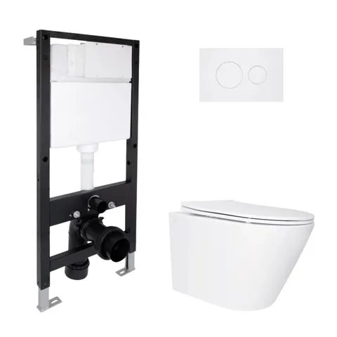 Готове рішення Qtap для ванної кімнати: підвісний унітаз Swan Ultra Quiet 520x360x320 + комплект інсталяції Standard (кругла клавіша White)