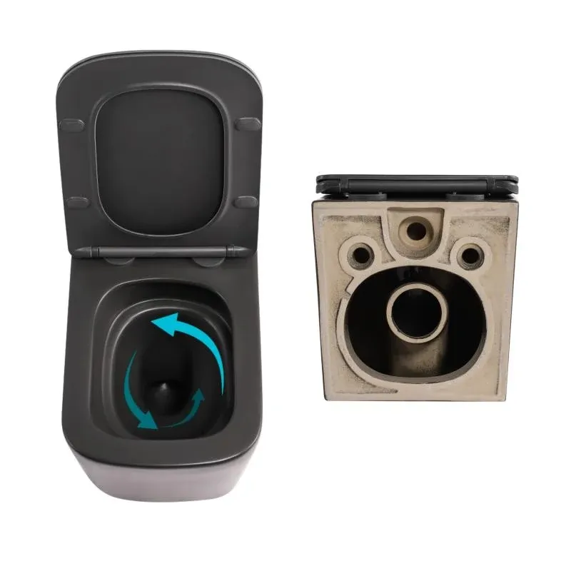 Комплект Qtap Tern Anthracite 3 в 1: підвісний унітаз Ultra Quiet + біде підвісне + раковина накладна QTROBAN49157 — фото 5