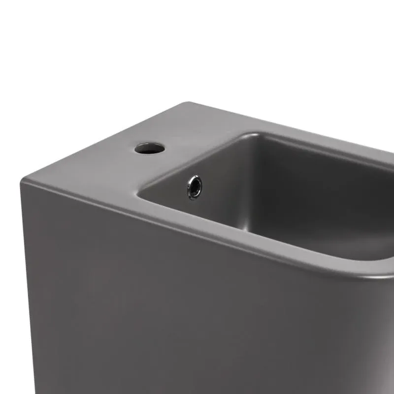 Комплект Qtap Tern Anthracite 3 в 1: підвісний унітаз Ultra Quiet + біде підвісне + раковина накладна QTROBAN49157 — фото 7