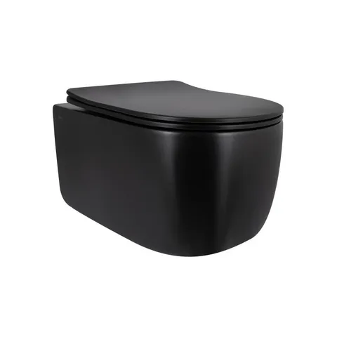 Унітаз підвісний Qtap Taurus Ultra Quiet 515×360×350 мм, Matt Black, з сидінням Slim Duroplast / Soft-close / Quick Release QTTAU28BLM50504