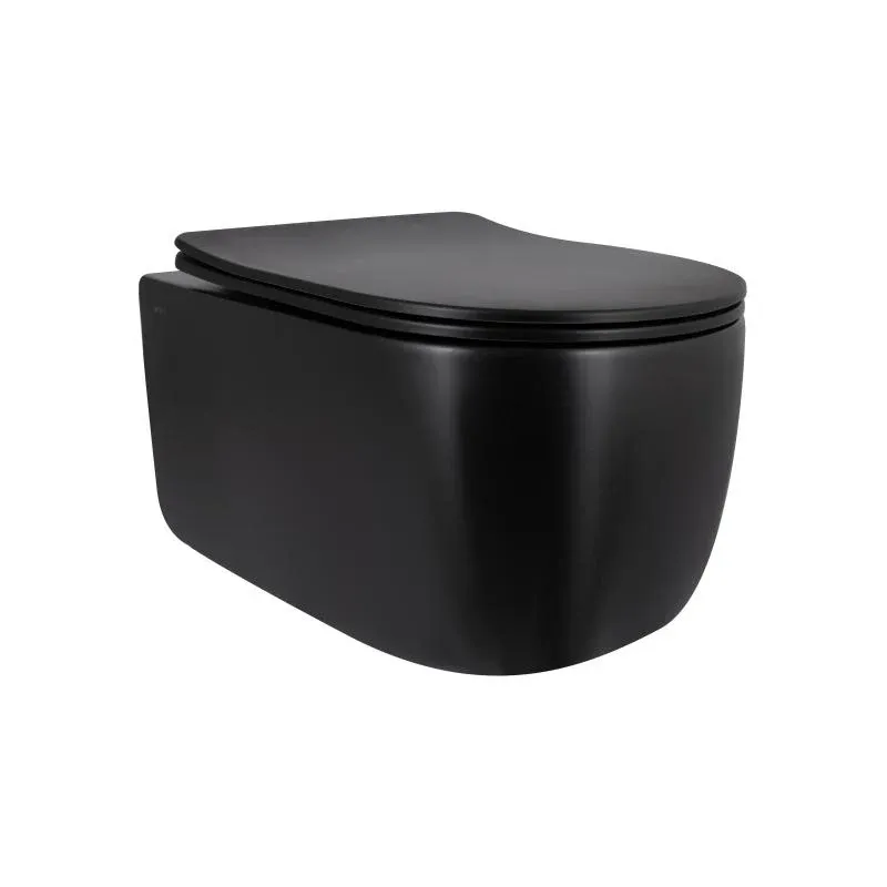 Унітаз підвісний Qtap Taurus Ultra Quiet 515×360×350 мм, Matt Black, з сидінням Slim Duroplast / Soft-close / Quick Release QTTAU28BLM50504