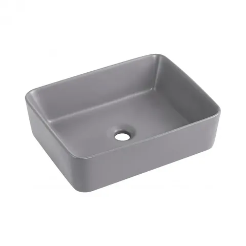 Раковина накладна Qtap Tern 480x370x135 мм, Stone grey, прямокутна, з донним клапаном QT17116069SG