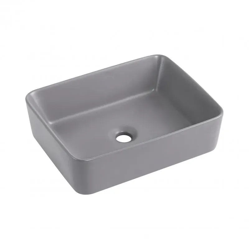 Раковина накладна Qtap Tern 480x370x135 мм, Stone grey, прямокутна, з донним клапаном QT17116069SG