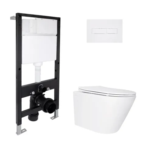 Готове рішення Qtap для ванної кімнати: підвісний унітаз Swan Ultra Quiet 485x360x320 + комплект інсталяції Standard (лінійна клавіша White)