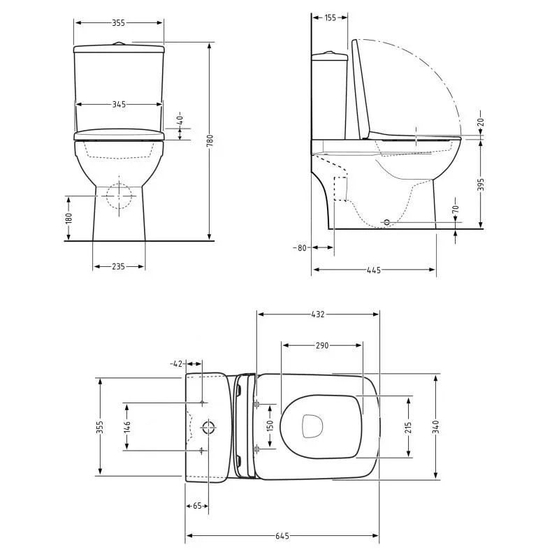 Унитаз напольный Qtap Presto Quadro безобідковий з сідінням Soft-close QTPRE27W51021 — фото 2
