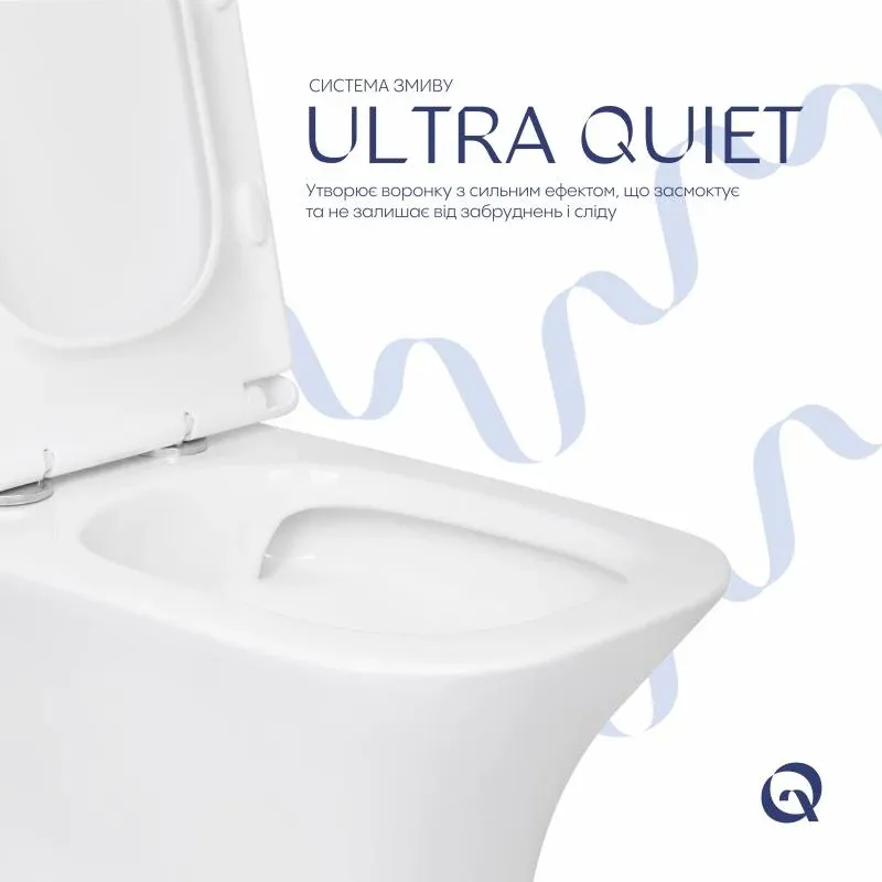 Унитаз напольный Qtap Presto Quadro безобідковий з сідінням Soft-close QTPRE27W51021 — фото 5