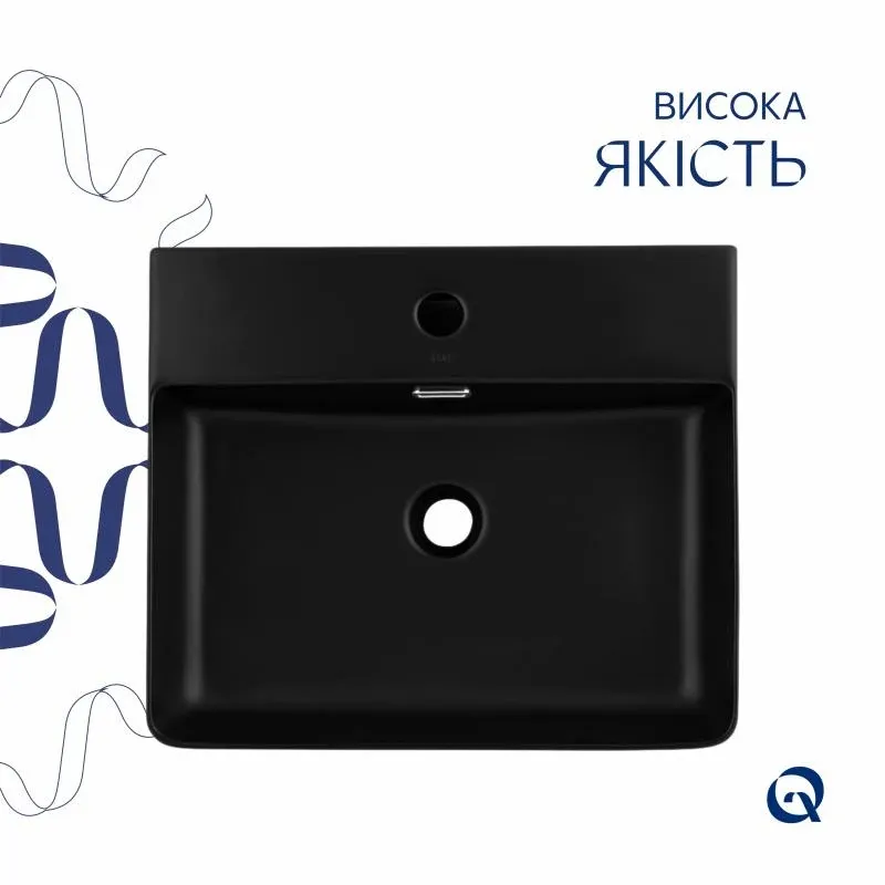 Раковина Qtap Nando LT 500х420х130 Matt black QT12116146AMB — фото 4