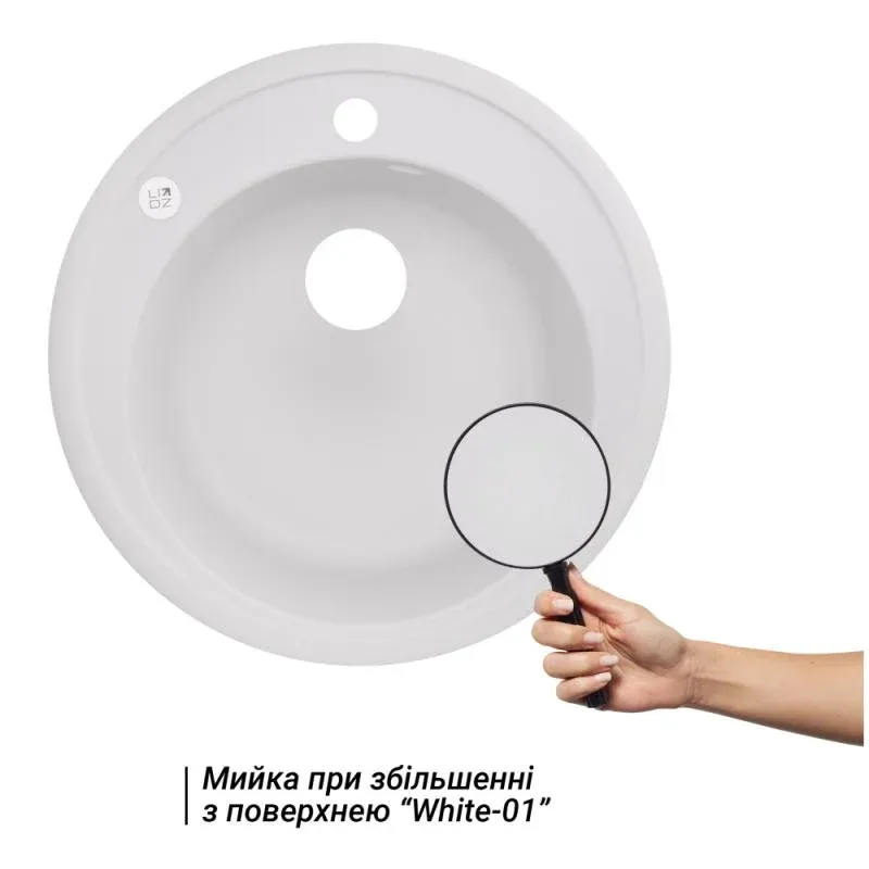 Кухонна мийка Lidz D510/200 WHI-01 (LIDZWHI01D510200) — фото 3