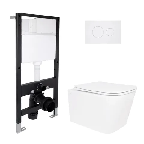 Готове рішення Qtap для ванної кімнати: підвісний унітаз Crow Ultra Quiet 520x360x290 + комплект інсталяції Standard (кругла клавіша White)