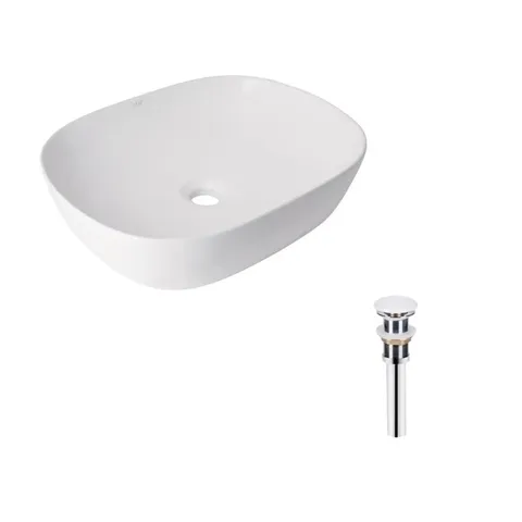 Комплект Qtap Aquarius: Раковина накладна прамокутна 470x380x120 мм White + Донний клапан PU02