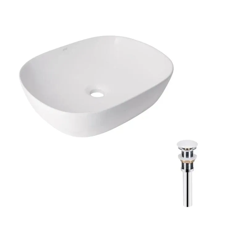 Комплект Qtap Aquarius: Раковина накладна прамокутна 470x380x120 мм White + Донний клапан PU02