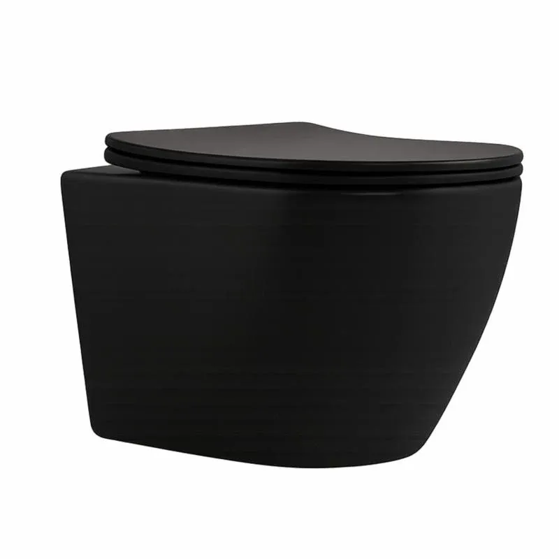 Унітаз підвісний Qtap Robin New Ultra Quiet безобідковий з сидінням Soft-close MATT BLACK QT13332381АSMB
