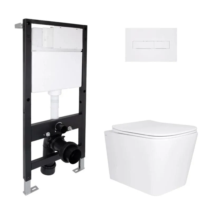 Готове рішення Qtap для ванної кімнати: підвісний унітаз Tern Ultra Quiet 525x345x360 + комплект інсталяції Standard (лінійна клавіша White)