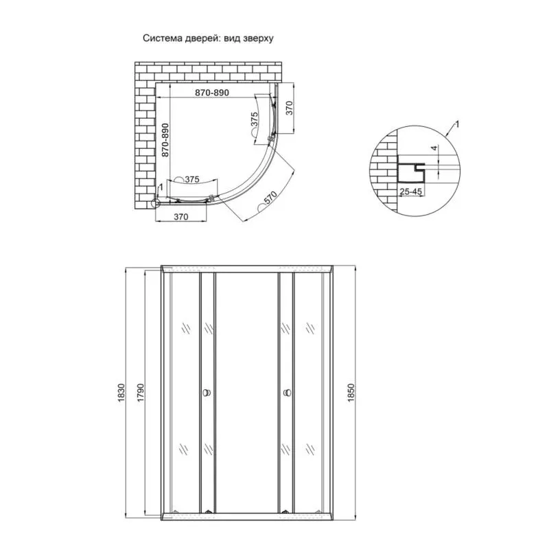 Душова кабіна Lidz Latwa SC90x90.SAT.LOW.FR, скло Frost 4 мм без піддона — фото 2