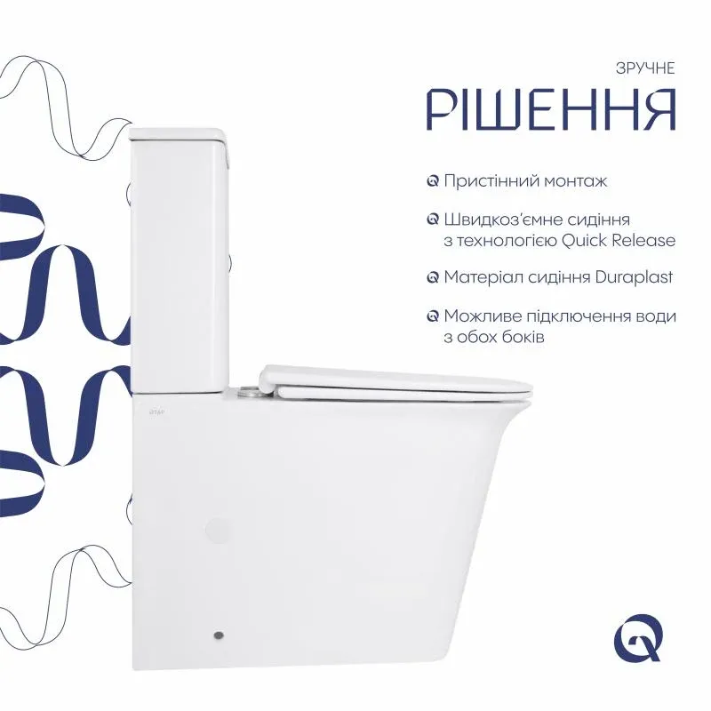 Унітаз-компакт Qtap Nando безобідковий з сидінням Soft-close QT12221222AW — фото 4