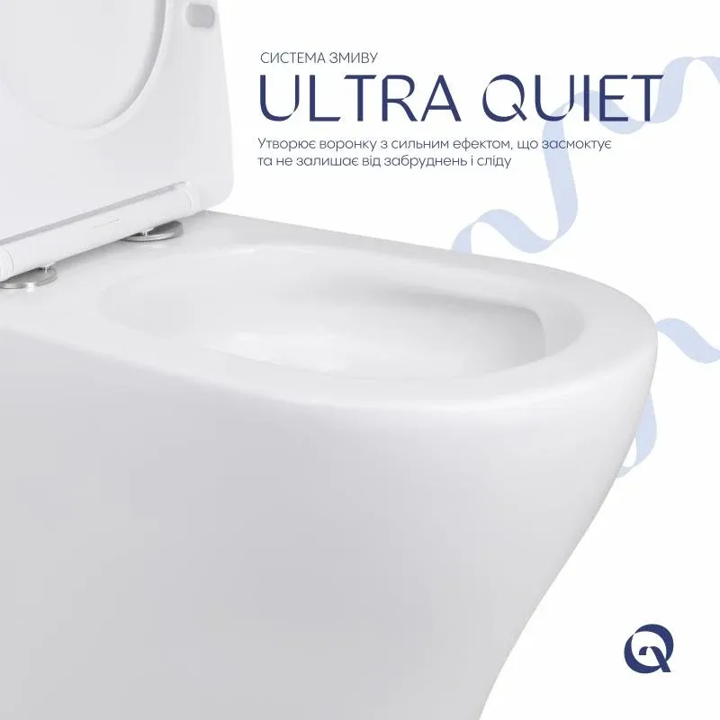 Унітаз підлоговий Qtap Virgo Ultra Quiet безобідковий з сидінням Soft-close WHITE QT18226092AW — фото 5