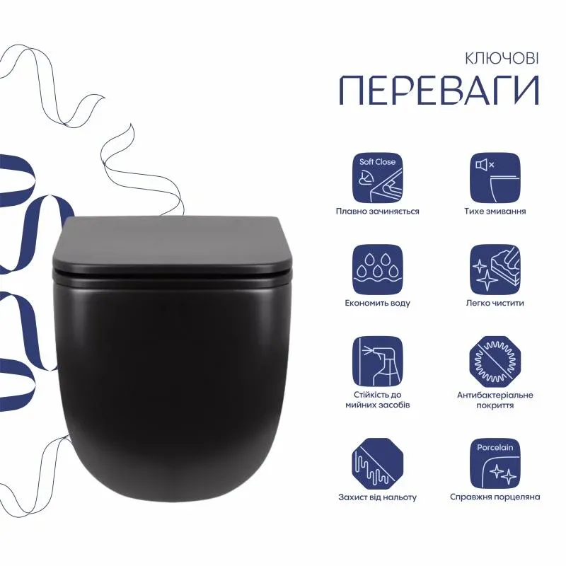 Унітаз підвісний Qtap Gemini безободковий з сидінням Soft-close QT2533076EUQMB — фото 3