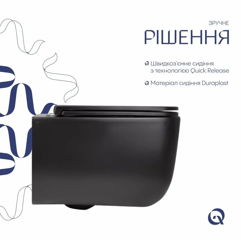 Унітаз підвісний Qtap Gemini безободковий з сидінням Soft-close QT2533076EUQMB — фото 4