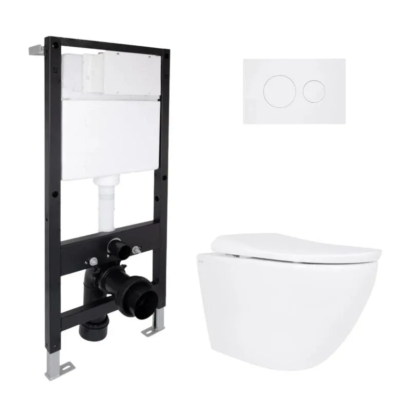 Готове рішення Qtap для ванної кімнати: підвісний унітаз Robin ML Ultra Quiet 520x365x365 + комплект інсталяції Standard (кругла клавіша White)