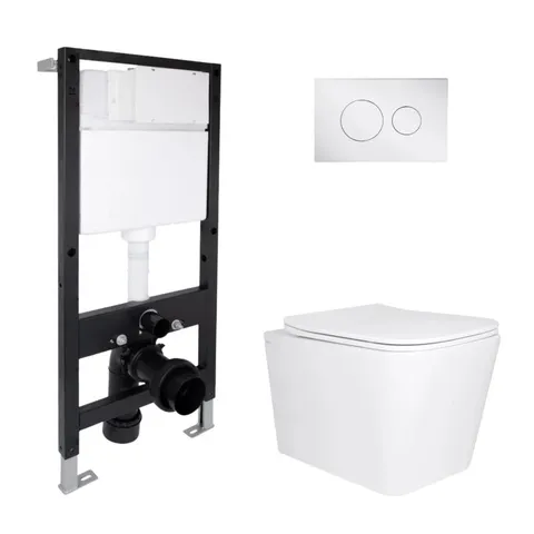 Готове рішення Qtap для ванної кімнати: підвісний унітаз Tern Ultra Quiet 525x345x360 + комплект інсталяції Standard (кругла клавіша Chrome)