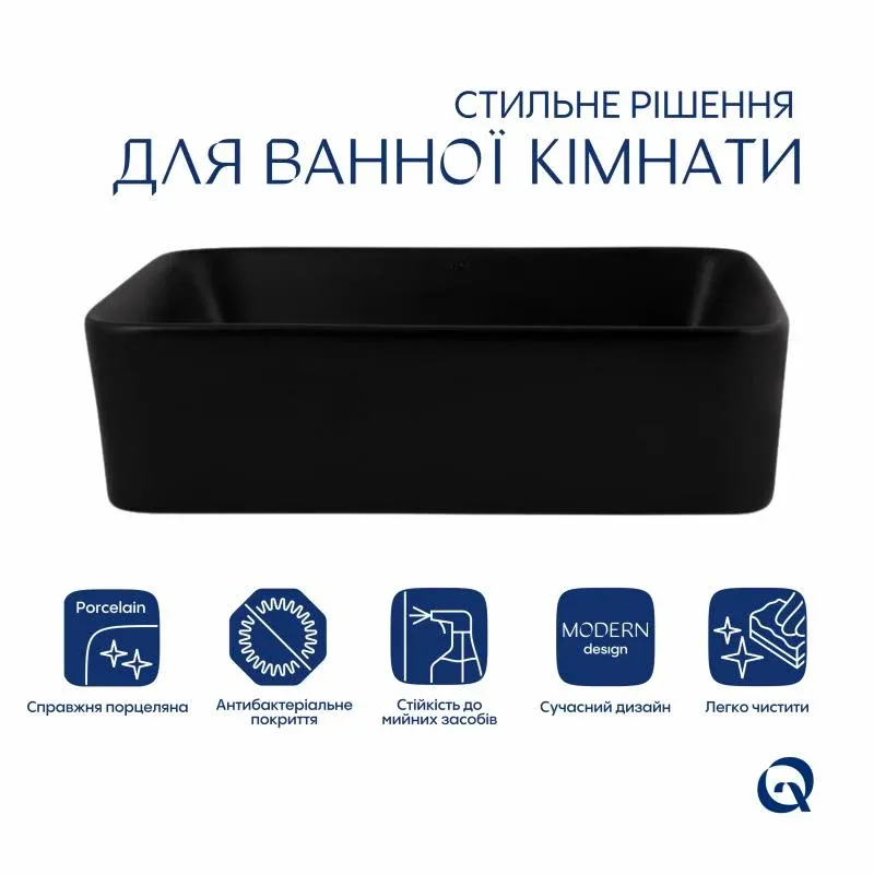 Раковина-чаша Qtap Tern 480х370х135 Matt black QT176069MB — фото 3