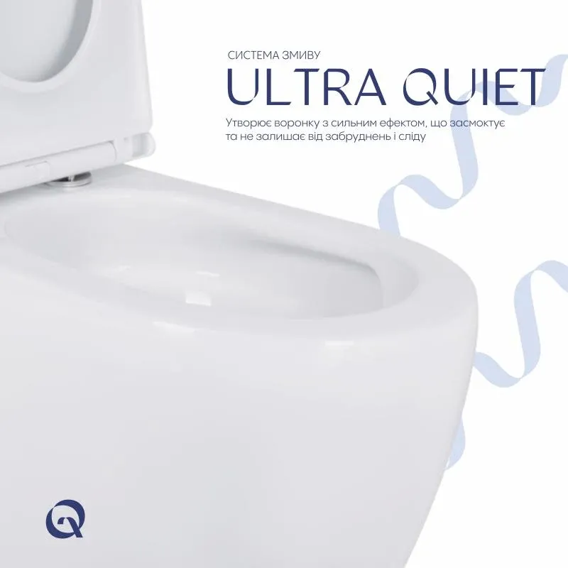 Унітаз підлоговий Qtap Robin New Ultra Quiet безобідковий з сидінням Soft-close WHITE QT13226083AW — фото 5