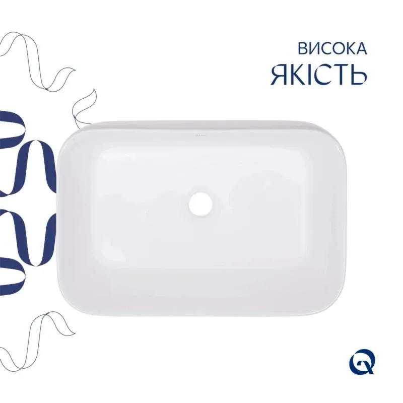 Комплект Qtap Scorpio: Раковина накладна 550x390x120 мм, White, прямокутна + Донний клапан Pop-up PU02 — фото 4