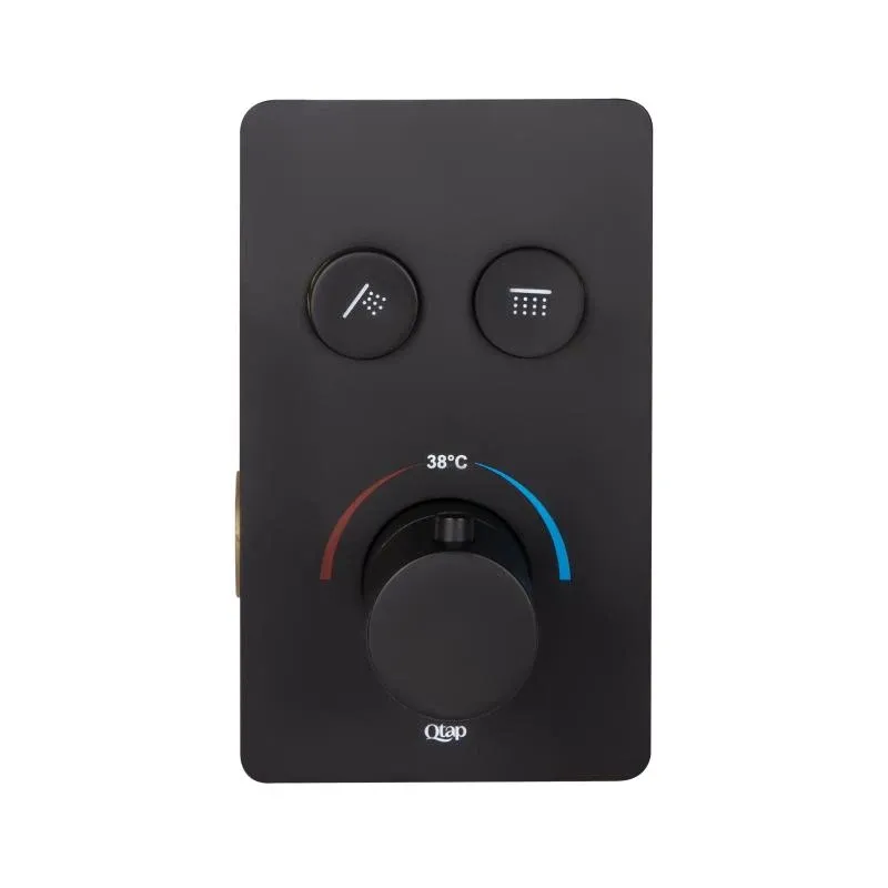 Змішувач для душу Qtap Votice термостатичний прихованого монтажу на два споживача QTVOT6442T105NKB Black Matt — фото 3