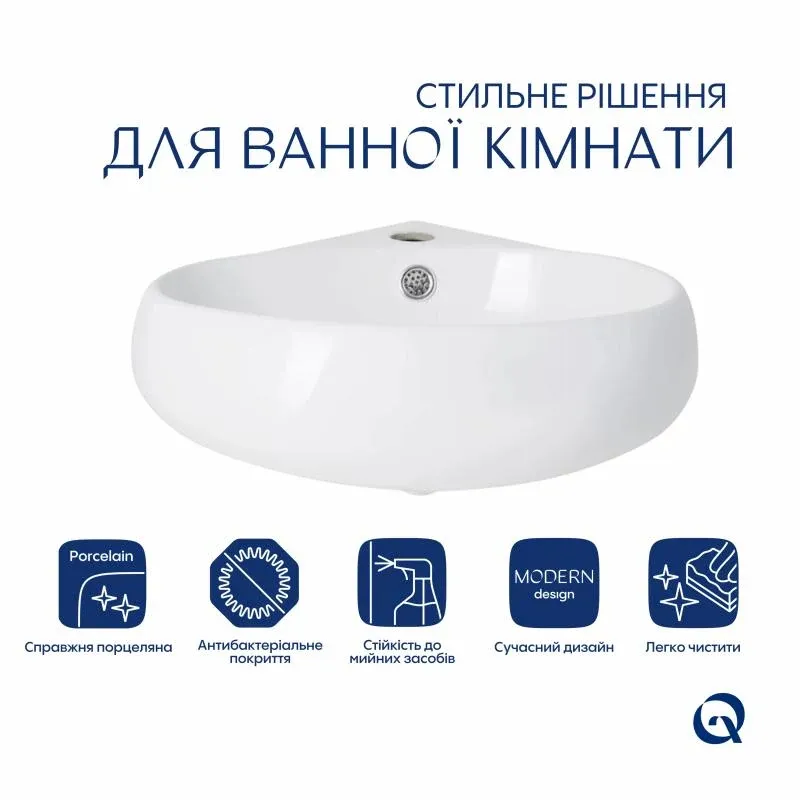 Раковина Qtap Leo 380x360x130 White QT11115010WN — фото 3