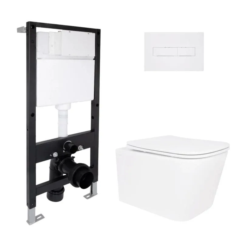 Готове рішення Qtap для ванної кімнати: підвісний унітаз Crow Rimless 485x340x330 + комплект інсталяції Standard (лінійна клавіша White)