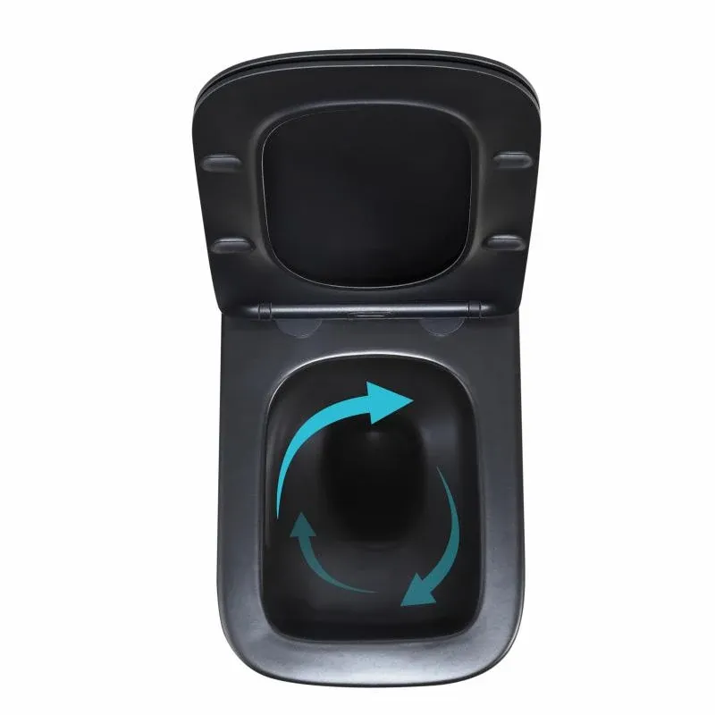Унітаз підвісний Qtap Crow Ultra Quiet 485×340×290 мм, Matt Black, з сидінням Slim Duroplast/ Soft-close/ Quick Release QT05335171MB — фото 6