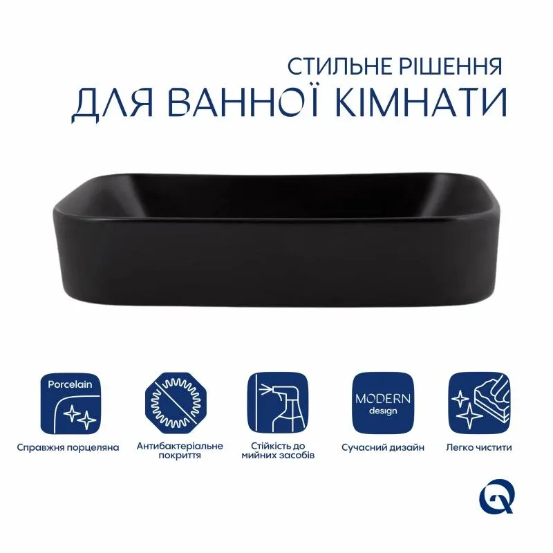 Раковина-чаша Qtap Scorpio 550х390х120 Matt black QT14112243MBN — фото 3