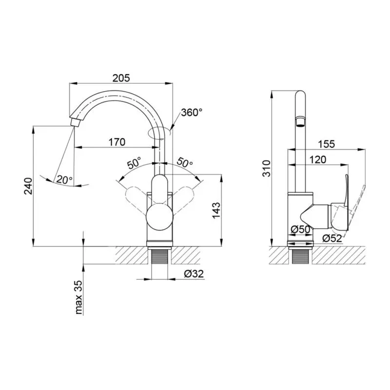Акційний набір Brinex 2+2=5: Brinex 40W 007 Змішувач для кухні White (k40) BRIN40W007 — фото 2