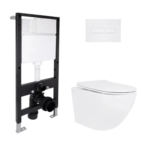 Готове рішення Qtap для ванної кімнати: підвісний унітаз Jay Ultra Quiet 520x360x320 + комплект інсталяції Standard (лінійна клавіша White)