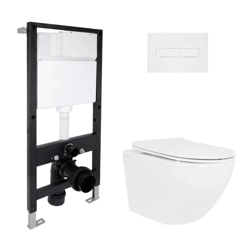 Готове рішення Qtap для ванної кімнати: підвісний унітаз Jay Ultra Quiet 520x360x320 + комплект інсталяції Standard (лінійна клавіша White)