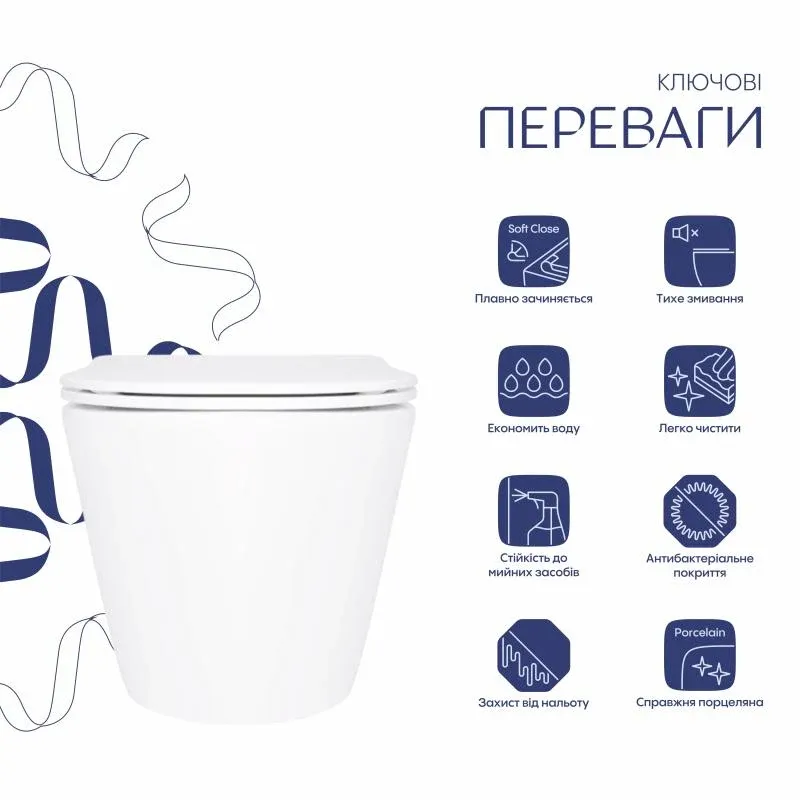 Унітаз підвісний Qtap Swan безобідковий з сідінням Soft-close QT16335180W — фото 3