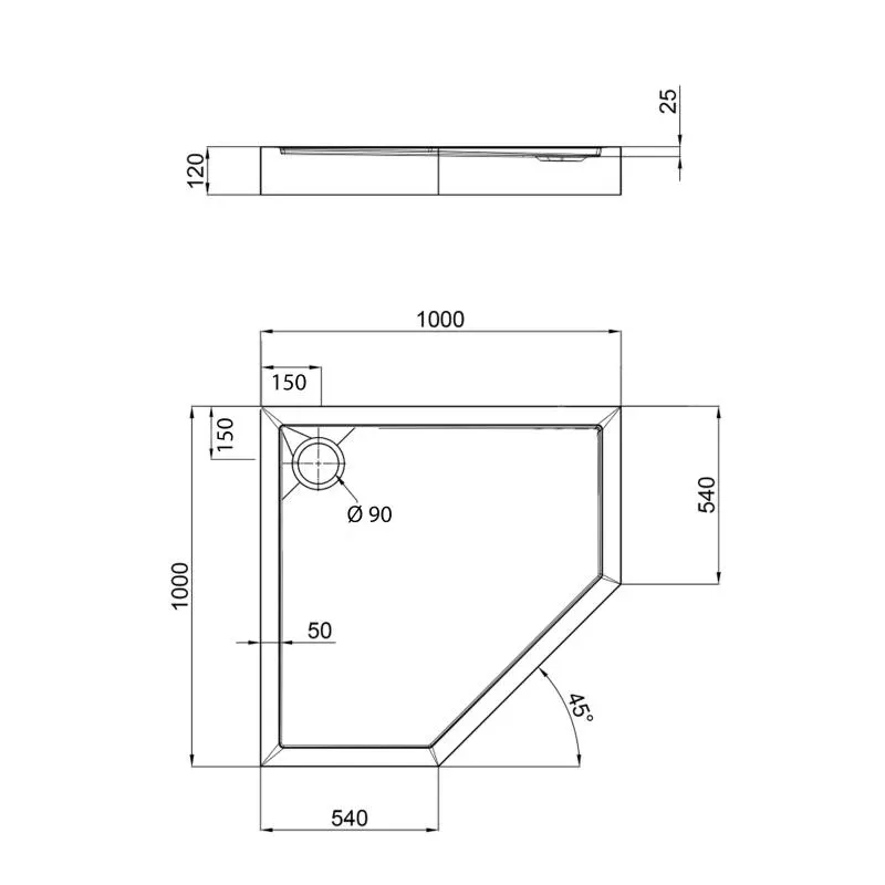 Душовий піддон Qtap Diamond 301112 100x100x12 см + сифон — фото 2