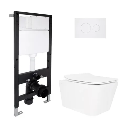 Готове рішення Qtap для ванної кімнати: підвісний унітаз Crow Rimless 520x360x290 + комплект інсталяції Standard (кругла клавіша White)