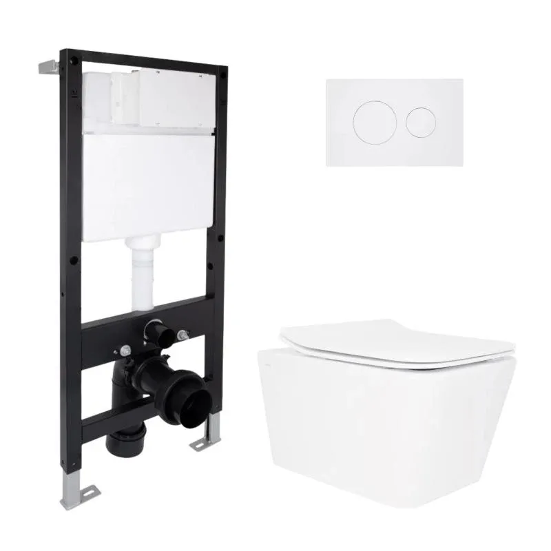 Готове рішення Qtap для ванної кімнати: підвісний унітаз Crow Rimless 520x360x290 + комплект інсталяції Standard (кругла клавіша White)