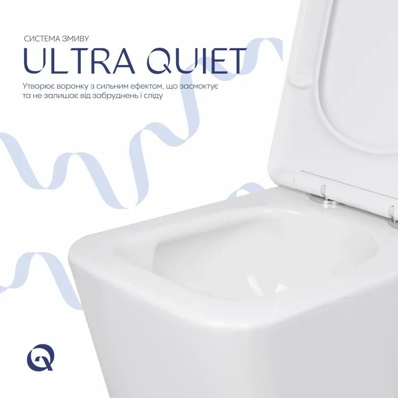 Унітаз підлоговий Qtap Crow Ultra Quiet безобідковий з сідінням Soft-close QTCRO27W51028 — фото 5