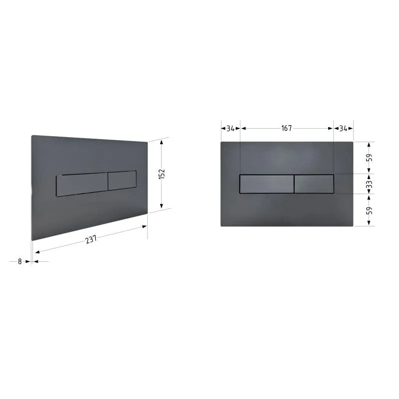 Клавіша змиву Qtap Standard 152x236x28 мм, Gunmetal Black, лінійна QTSTD164GMB51272 — фото 2