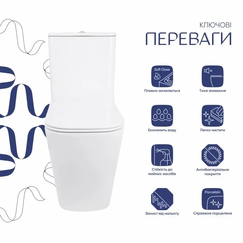Унітаз підлоговий Qtap Stork Ultra Quiet 630×350×805 мм із сидінням Soft-close, White QTSTO27W49260 — фото 3