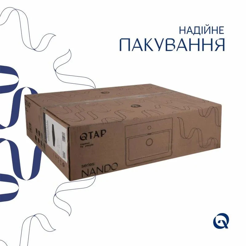 Комплект Qtap Nando LT: Раковина підвісна прамокутна 500х420х130 мм Matt Black + Донний клапан PU03O — фото 7