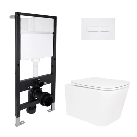 Готове рішення Qtap для ванної кімнати: підвісний унітаз Crow Ultra Quiet 485x340x290 + комплект інсталяції Standard (лінійна клавіша White)