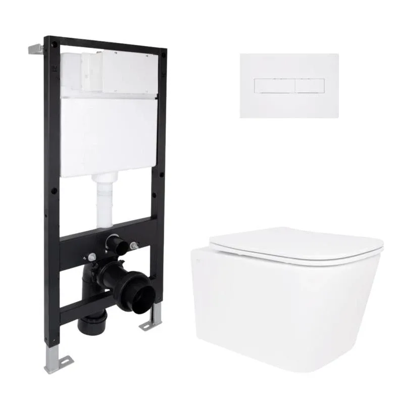 Готове рішення Qtap для ванної кімнати: підвісний унітаз Crow Ultra Quiet 485x340x290 + комплект інсталяції Standard (лінійна клавіша White)